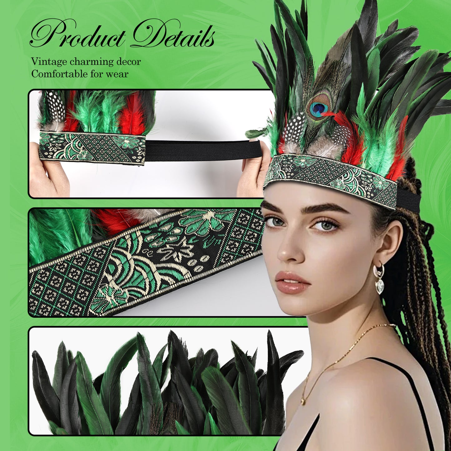 Wholesale Rooster Feather Fascinator Halloween Headdress for Wedding Party Decorations Craft Supply Hair Accessories