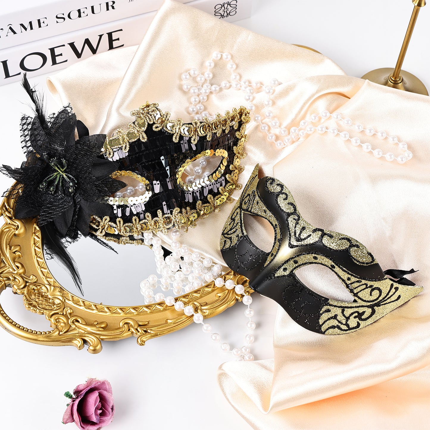 Couple Costume Accessory Set Carnival Venice Makeup Ball PVC Mask Party Fashion Accessory for Halloween Mardi Gras Carnival