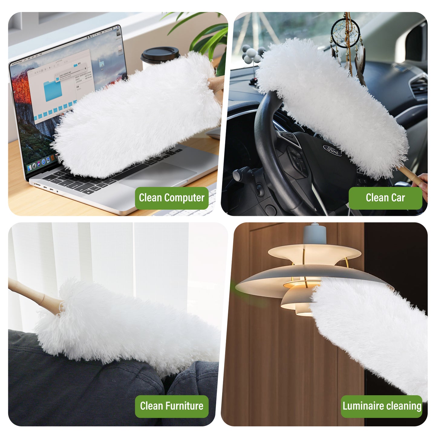 Household cleaning fiber duster, lightweight and compact, can be washed with water; Three colors for you to choose from