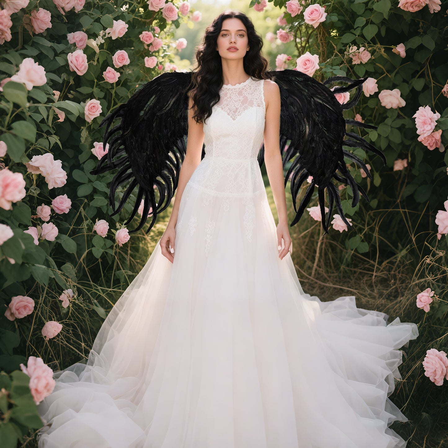 Elf Feather Wings Black, Feather Wings Festival Party Costume Props Black Angel Wings