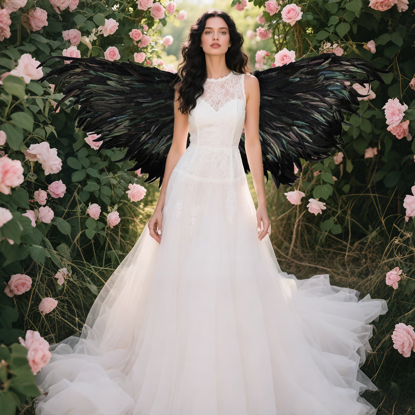 Classic Black Angel Feather Wings, Feather Wings Costume Props Halloween Black Angel Wings