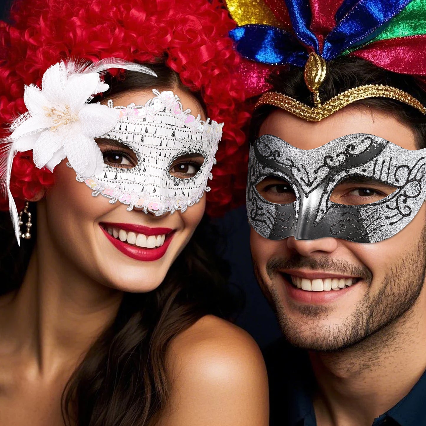 Couple Costume Accessory Set Carnival Venice Makeup Ball PVC Mask Party Fashion Accessory for Halloween Mardi Gras Carnival