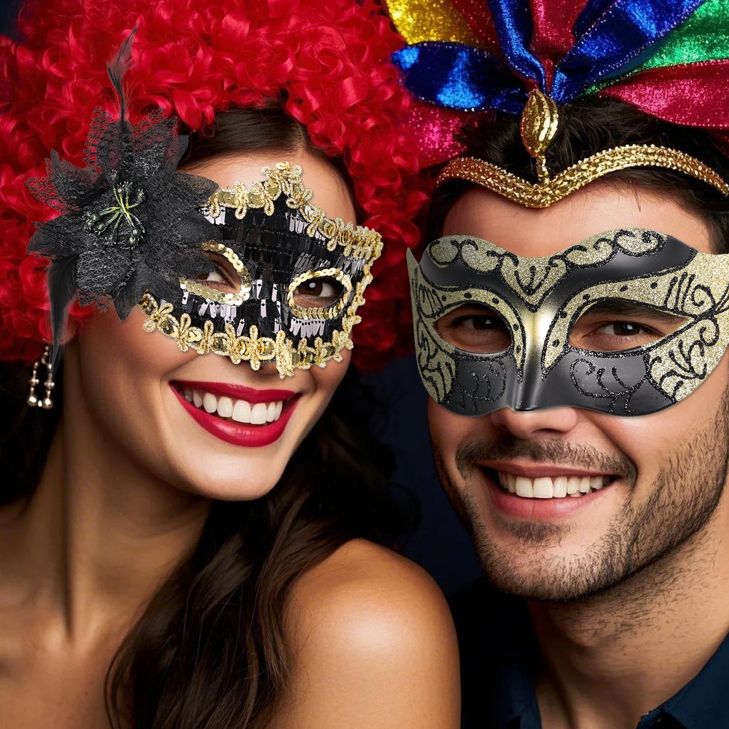 Couple Costume Accessory Set Carnival Venice Makeup Ball PVC Mask Party Fashion Accessory for Halloween Mardi Gras Carnival