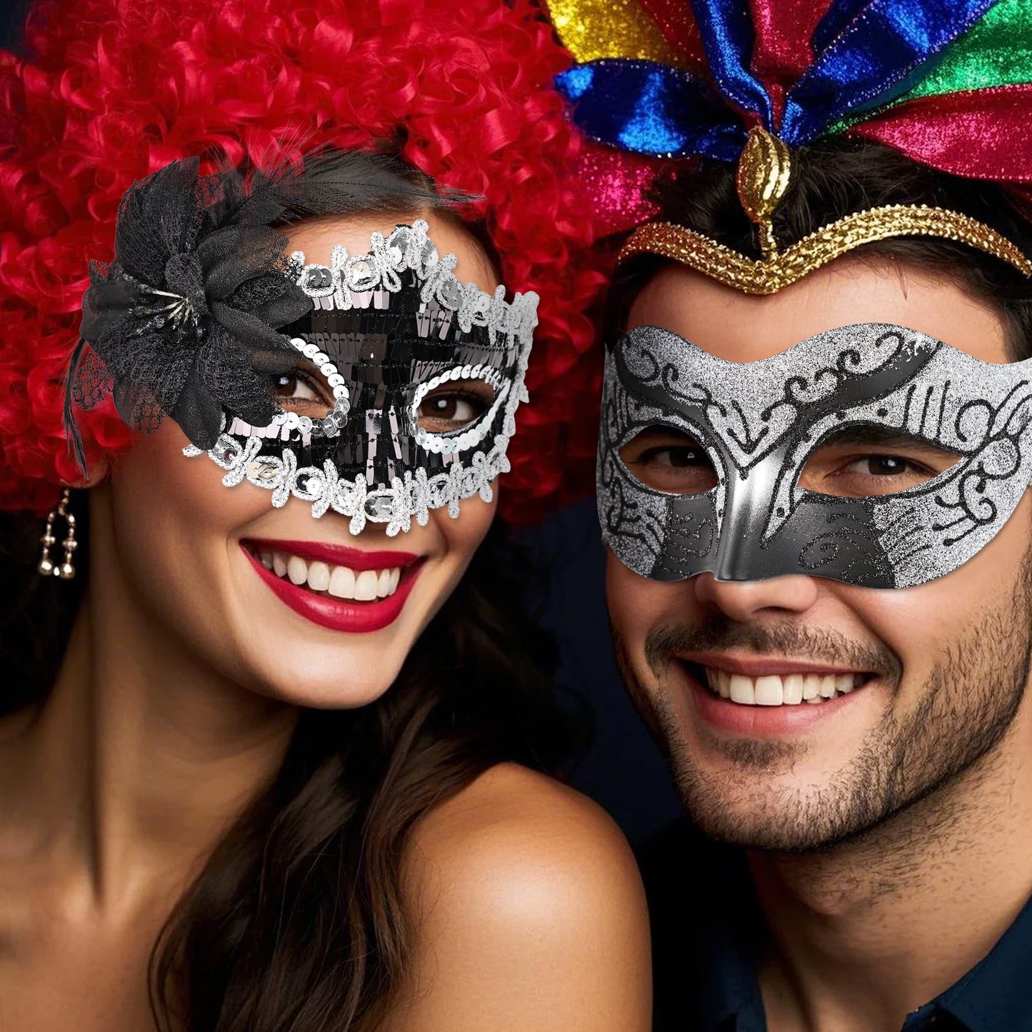 Couple Costume Accessory Set Carnival Venice Makeup Ball PVC Mask Party Fashion Accessory for Halloween Mardi Gras Carnival