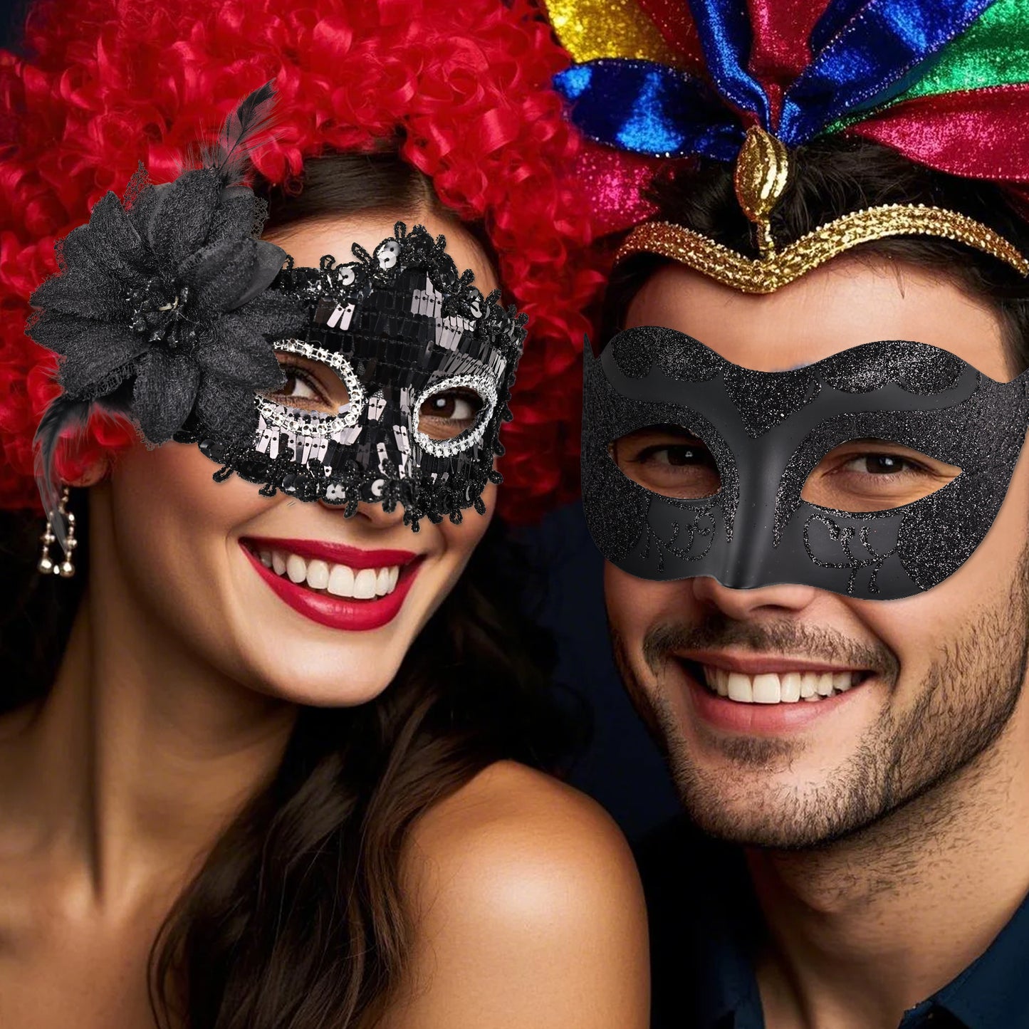 Couple Costume Accessory Set Carnival Venice Makeup Ball PVC Mask Party Fashion Accessory for Halloween Mardi Gras Carnival