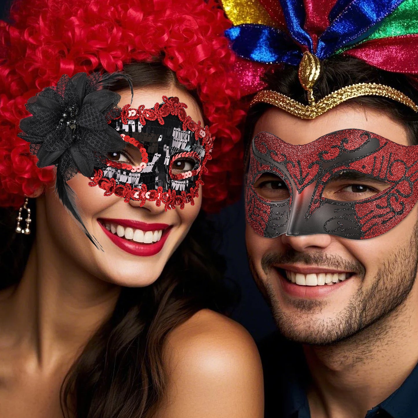 Couple Costume Accessory Set Carnival Venice Makeup Ball PVC Mask Party Fashion Accessory for Halloween Mardi Gras Carnival