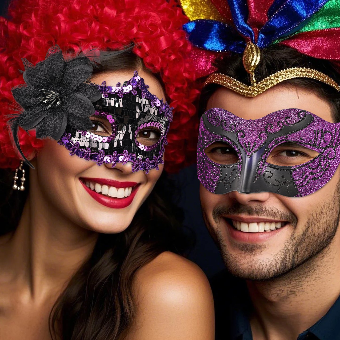 Couple Costume Accessory Set Carnival Venice Makeup Ball PVC Mask Party Fashion Accessory for Halloween Mardi Gras Carnival