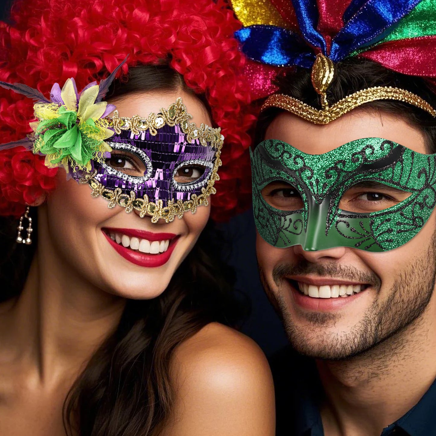 Couple Costume Accessory Set Carnival Venice Makeup Ball PVC Mask Party Fashion Accessory for Halloween Mardi Gras Carnival