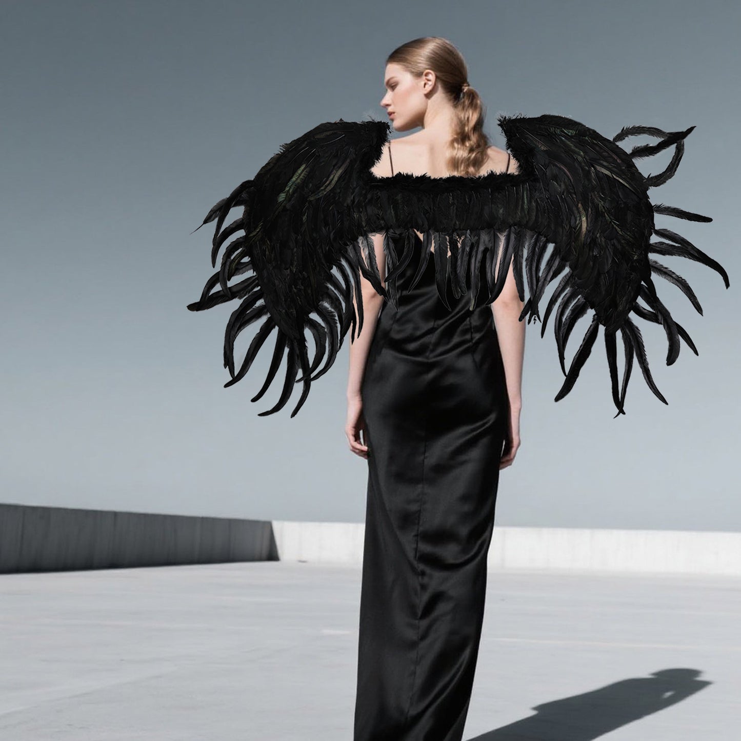 Elf Feather Wings Black, Feather Wings Festival Party Costume Props Black Angel Wings