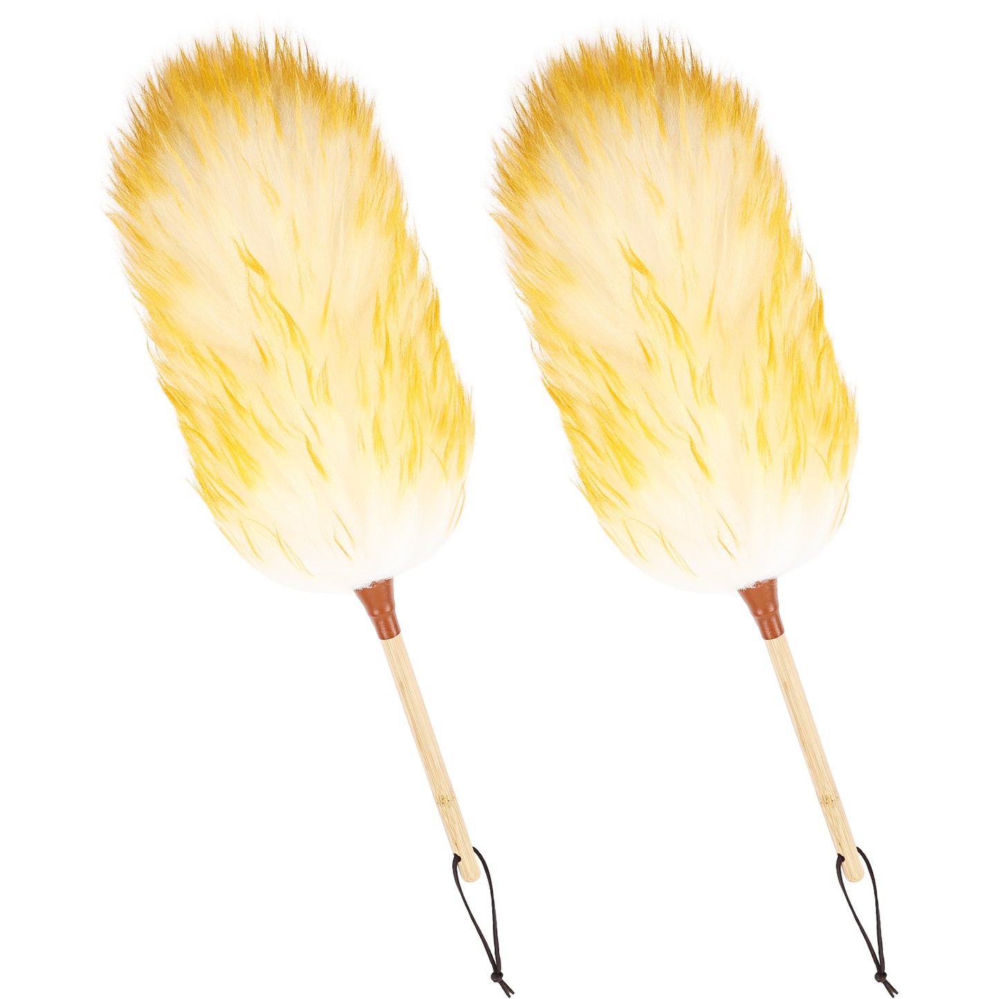 Lightweight and compact bamboo handle wool duster, beautiful without shedding hair, capable of absorbing dust without raising dust; Cleaning is very convenient