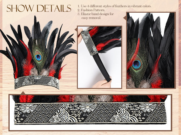 Wholesale Rooster Feather Fascinator Halloween Headdress for Wedding Party Decorations Craft Supply Hair Accessories