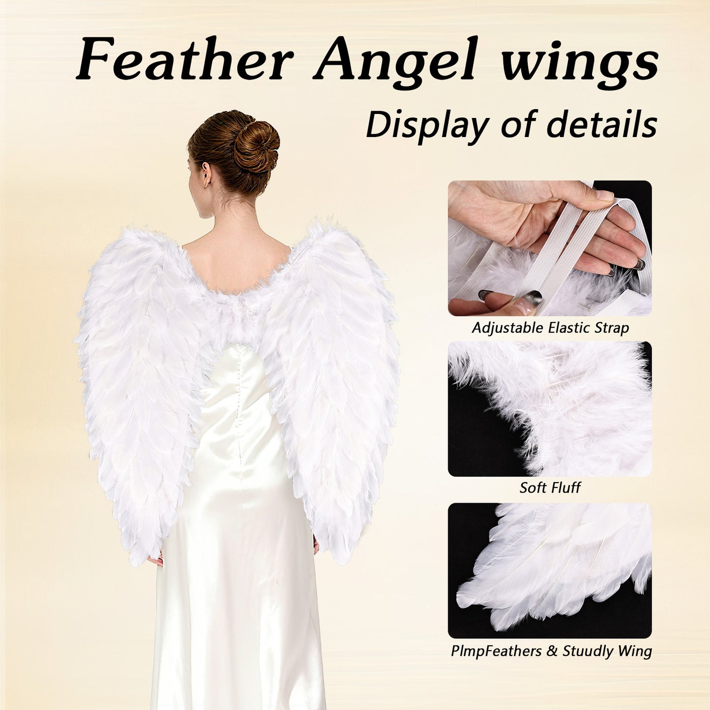 Angel Feather Wings, Black and White Feather Wings Costume Props Halloween Black Angel Wings