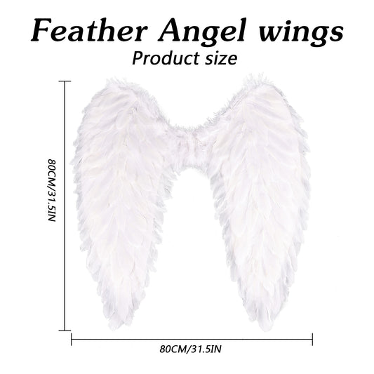 Angel Feather Wings, Black and White Feather Wings Costume Props Halloween Black Angel Wings