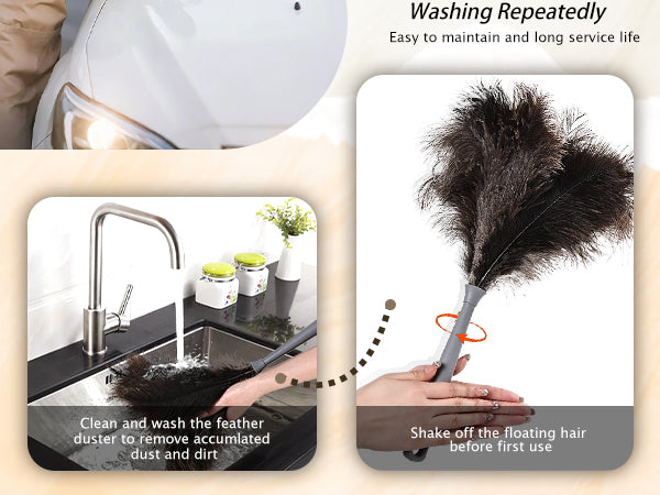 Ostrich feather duster that can be disassembled into three poles, convenient for storage, and has strong adsorption ability