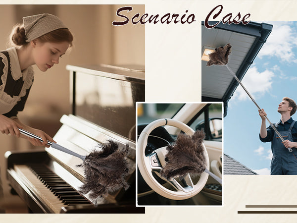 Ostrich feather duster that can be disassembled into three poles, convenient for storage, and has strong adsorption ability